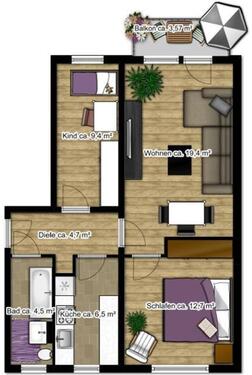 Foto - 3 Zimmer Etagenwohnung zur Miete in Borna