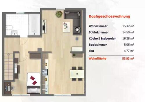Foto - 2 Zimmer Dachgeschoßwohnung zur Miete in Mönchengladbach
