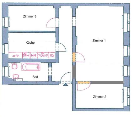 Foto - geräumige 3 Zimmer Wohnung mit TageslichtbadWanne, großes WZ! # DD96