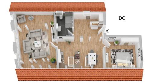 Foto - Wohnen im vollständig sanierten Kulturdenkmal im Zentrum der Hansestadt Wismar 3ZKB DG Wohnung 81m² mit EBK Erstbezug