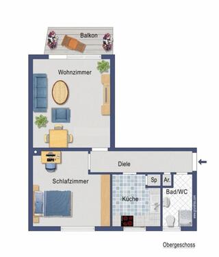 Foto - 2 Zimmer Etagenwohnung zur Miete in Troisdorf