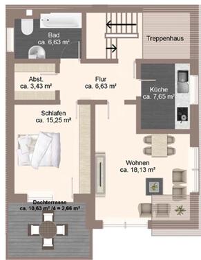 Foto - 2 Zimmer Dachgeschoßwohnung zur Miete in Gehrden