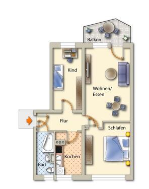 Foto - 3 Zimmer Etagenwohnung zur Miete in Freiberg