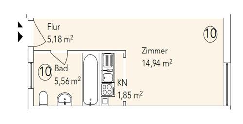 Foto - 1 Zimmer Etagenwohnung in Mannheim