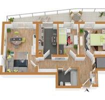 Vermietete 3 Zimmer -Whg im 7.Stock mit traumhaftem Balkon (21m²) in ruhiger Wohnlage +Tiefgarage. - Germering