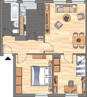 Foto - Bereits modernisierte 3–ZKB–Erdgeschosswohnung im Jadeviertel zu vermieten!