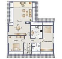 3-Zimmer-Einliegerwohnung im Dachgeschoss mit Loggia, Einbauküche - Rheine Altenrheine