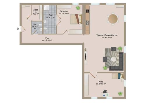 Foto - 3 Zimmer Etagenwohnung zur Miete in Muldestausee