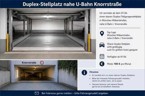 Foto - Duplex-Stellplatz (oben) in Milbertshofen