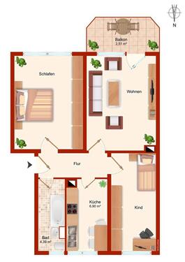 Foto - 3 Zimmer Etagenwohnung zur Miete in Blankenburg (Harz)