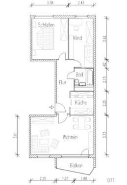 Foto - 3-Raum-Wohnung mit Balkon im 5.OG, Fritz-Erbe-Straße