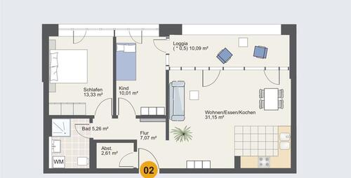 Foto - Loft 3 Zimmer - lichtdurchflutet, Loggia - Kornwestheim