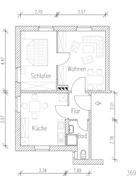 Foto - 2-Raum-Wohnung mit extra Dachbodenzimmer und Dusche im 1.OG, Am Michelsbach