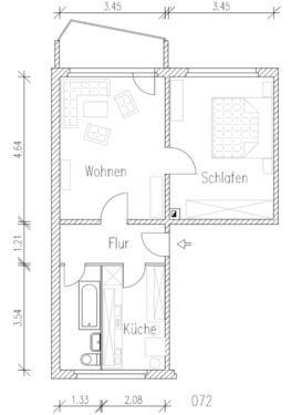 Foto - 2-Raum-Wohnung mit Dusche und Balkon im 4.OG, Mühlhäuser Straße