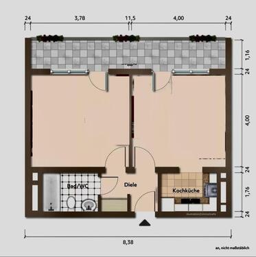 Foto - 2-ZKB Wohnung 44qm Trier-Nord, 5min zu Porta u. Hbf, Balkon