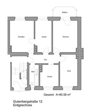 Foto - 4 Raum Wohnung mit Balkon in Gutenbergstr. 12, Weißenfels