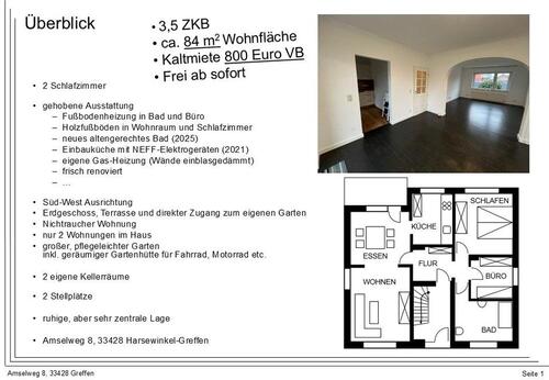 Foto - 3,5 ZKB 84 Quadratmeter - 800,00&nbsp;EUR Kaltmiete, ca.&nbsp; 84,00&nbsp;m&sup2;