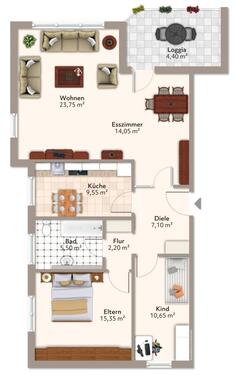 Foto - Vollständig renovierte 3-Zimmer-Wohnung mit Balkon und Einbauküch