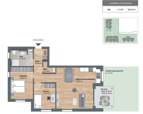 Foto - 3 Zimmer Erdgeschoss-Mietwohnung