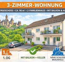 3 Zimmer Wohnung mit Balkon - 900,00&nbsp;EUR Kaltmiete, ca.&nbsp; 90,00&nbsp;m&sup2; in Braunfels (PLZ: 35619)