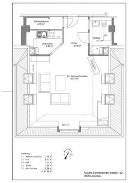 Foto - 1 Zimmer Etagenwohnung zur Miete in Zwickau
