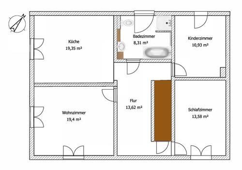 Foto - 4 Zimmer Etagenwohnung zur Miete in Hermsdorf