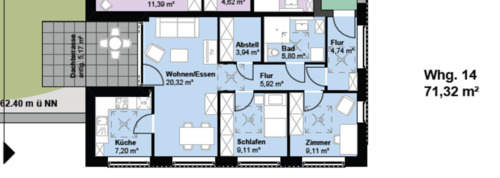 Foto - 72m² Mietwohnung ab 60 Jahre - Service Wohnen