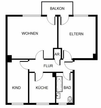 Foto - 2.5 Zimmer Erdgeschoßwohnung in Köln