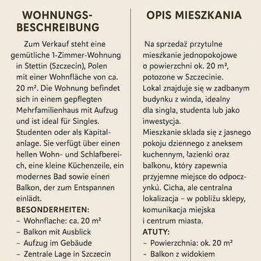 Foto - 1-Zimmer Wohnung in Stettin - 50.000,00 EUR Kaufpreis,