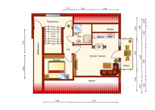 Foto - 2 Zimmer Dachgeschoßwohnung zur Miete in Parchim