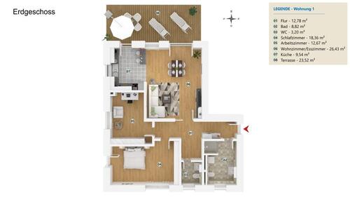 Foto - 3 Zimmer Erdgeschoßwohnung zur Miete in Einbeck