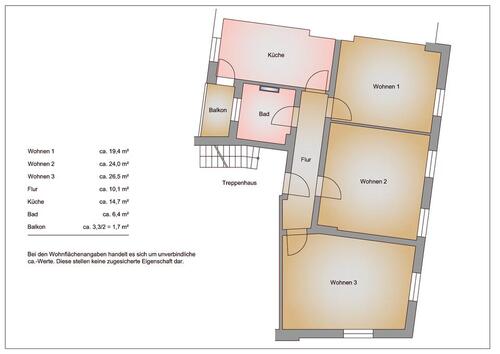 Foto - 3 Zimmer Etagenwohnung zur Miete in Frankfurt (Oder)
