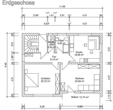 Foto - 2,5-Zimmer-Wohnung mit Balkon, Südlage