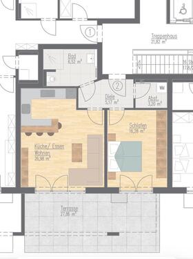 Foto - Helle 2-Zimmer Wohnung Terassenwohnung in Waldkraiburg