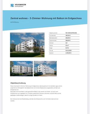 Foto - Etagenwohnung zur Miete in Wolfsburg