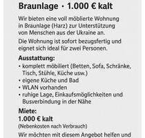 Wohnung für Geflüchtete aus der Ukraine - Braunlage