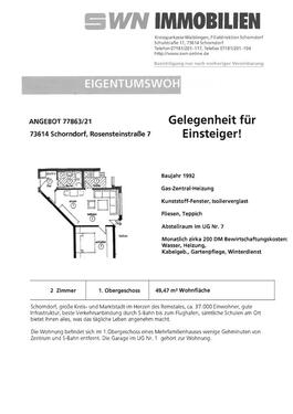 Foto - 2 Zimmer Etagenwohnung Schorndorf 2023 saniert (Bad Küche neu)
