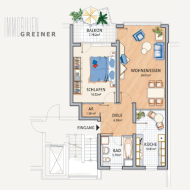 Foto - Helle 2-Zimmer-Wohnung mit Balkon & TG-Stellplatz – Lindenhof