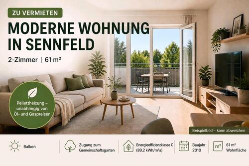 Foto - Moderne 2 Zimmer Wohnung mit Balkon & Garten – in Sennfeld