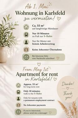 Foto - 2-Zimmer Wohnung in Karlsfeld - 1.300,00&nbsp;EUR Kaltmiete, ca.&nbsp; 55,00&nbsp;m&sup2;