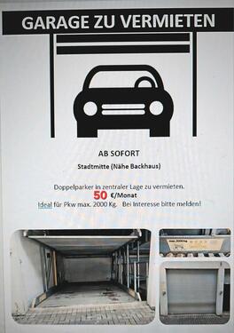 Foto - Stellplatz im Doppelparksystem Nähe Marktplatz Markgröningen