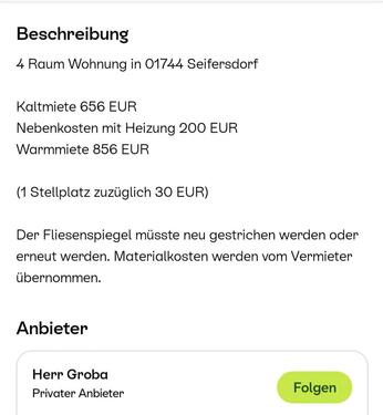 Foto - 4 Zimmer Etagenwohnung in Dippoldiswalde