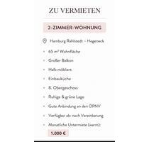 2 Zimmer Wohnung Rahlstedt Untermiete - Hamburg Wandsbek