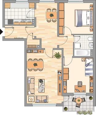 Foto - 3-Zimmer-Wohnung in Harrislee - 709,00&nbsp;EUR Kaltmiete, ca.&nbsp; 80,27&nbsp;m&sup2;