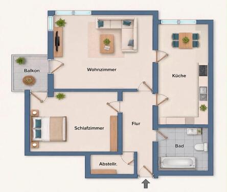 Foto - 2 Zimmer Erdgeschoßwohnung zum Kaufen in Minden