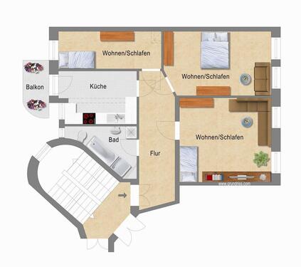 Foto - 3 Zimmer Dachgeschoßwohnung zur Miete in Leipzig