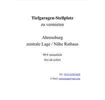 Tiefgaragen-Stellplatz in Ahrensburg zu vermieten (zentral)
