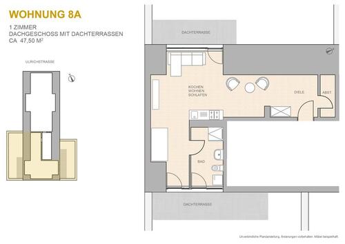 Foto - 1 Zimmer Dachgeschoßwohnung zur Miete in Rheinhausen