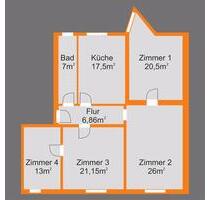 4- Raum Wohnung in Gartz am Markt - Gartz (Oder)