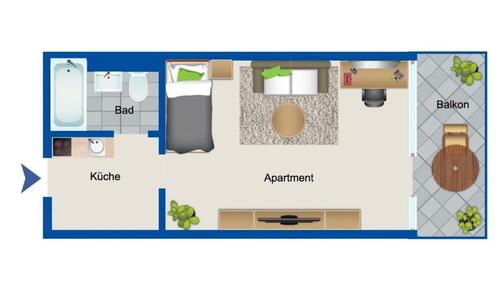 Foto - Hochwertig sanierte 1-Zimmer-Wohnung mit Balkon & Garage